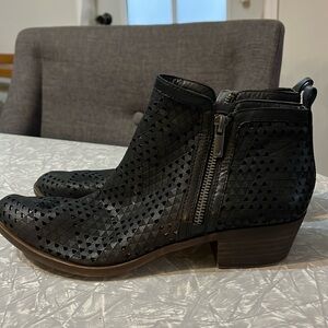 Lucky Brand Basel Perforated Black Ankle Booties